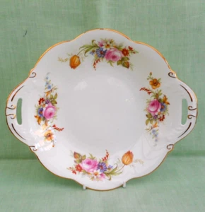 Coalport bone china handled bonbon dish - floral sprays - 21.5 cm (8.5") di'r - Picture 1 of 4