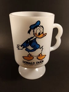 Vtg Federal Milk Glass Mug Cup Pedestal Donald Duck Walt Disney Fire-King - Picture 1 of 8