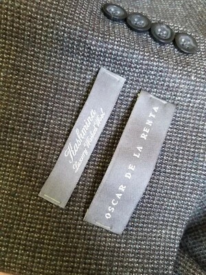 Chaqueta Blazer 44L Púrpura Marrón Azul Cuadros Tweed Abrigo Deportivo Oscar de la Renta Foto 1 de 4