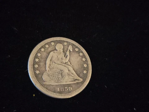 1859 Seated Liberty Quarter | Nice Details Coin (Cleaned/Polished) | Great Type Cover