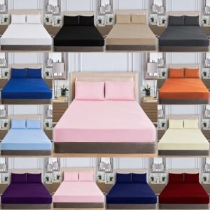 Extra Deep 40 CM Fitted Sheet Single Double King Super King Size Bed Sheets Uk - Picture 1 of 119