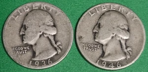 (2) Two Washington Quarter Lot 90% Silver 25c US Coins - Picture 1 of 2