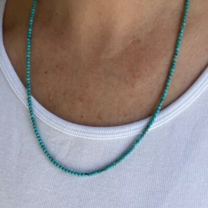 Natural African Turquoise Faceted Round 2MM Gemstone Bead Men Women Necklace 18" - Picture 1 of 8