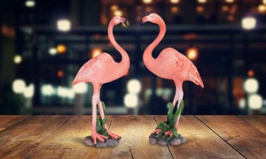 2-PC Pink Flamingo 8"H Figurine Ornament Home Decor Unique Gift - Picture 1 of 1
