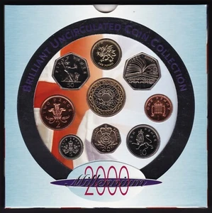 2000 Millennium UK Brilliant Uncirculated Coin Collection 9 coin set - Picture 1 of 1