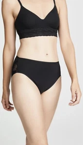 Natori Black Bliss Lace-Trim Cotton French-Cut Brief L136140 Women's One Size - Picture 1 of 4