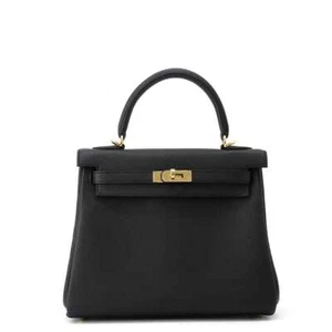HERMES Kelly Retourne Size 25 Togo Leather Black - Picture 1 of 9