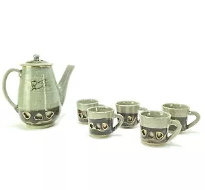 Cafetera/tetera Somayaki Ware vintage con (5) tazas/tazas - Lote de 7 piezas - Imagen 1 de 12
