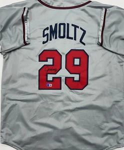 JOHN SMOLTZ - Atlanta Braves - Signed Custom Replica Grey Jersey AUTO - BAS - Picture 1 of 3