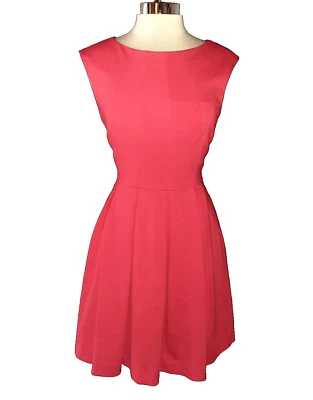ELIZA J Size 12 A-Line Dress Red Sleeveless Stretch Knit Pockets - Image 1 of 4