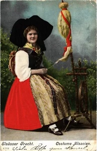 PC FOLKLORE MIT SEIDENSTICKEREI GEPRÄGT ELSASS FRANKREICH (a44866) - Bild 1 von 2