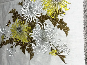 Vintage 1970s ALFRED SHAHEEN Hawaii Floral Hand Printed Linen Fabric Panel - Picture 1 of 3