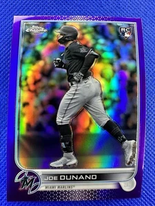 2022 #USC192 Joe Dunano Topps Chrome Updates Purple Refractor RC Marlins - Picture 1 of 2