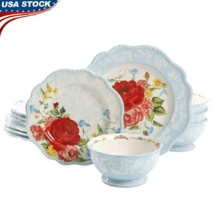 Sweet Rose 12 Piece Dinnerware Set Stoneware Floral Plates Bowls Dishwasher Safe - Picture 1 of 6