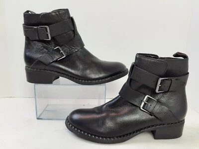 Bota Gentle Souls Kenneth Cole Cuero Negro Moto Hebilla Mujer Talla 9.5 Cremallera Lateral Foto 1 de 4