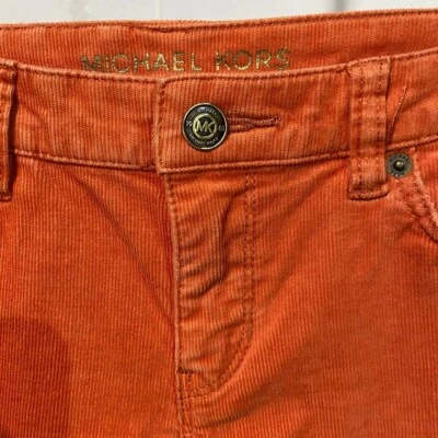 Pantalones de pana para mujer Michael Kors 2 naranja ajustados tiro bajo elásticos años 80 retro Foto 1 de 4