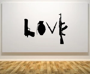 Banksy Liebe Waffen Schild Motto Zitat Wandbild Kunst Aufkleber Bild Poster - Bild 1 von 6