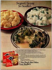 PRINT AD 1981 Stouffers Pouch Side Dishes Cheddar Cheese Sauce Veggies 8x11 - Picture 1 of 1