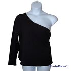 Melrose and Market Size 3X Top One Shoulder Plus Size Black Ribbed Long Sleeve