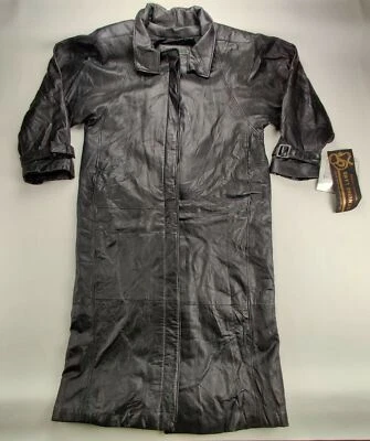 Avanti Ladies Large Button Down Genuine Lamb Black 47" Trench Coat "NEW" - Image 1 of 4