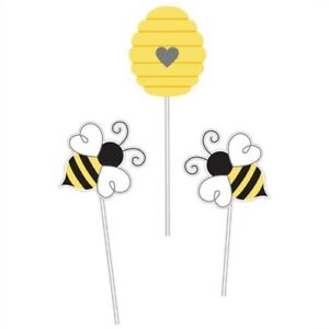 Bumblebee Baby Centerpiece Decorating Sticks 3 Pack 12" x 6" Party Decoration