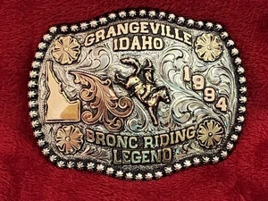 Rodeo☆1994☆Bronc Riding X-TREME Champion Trophy Buckle☆GRANGEVILLE IDAHO☆Rare☆W7 - Picture 1 of 14