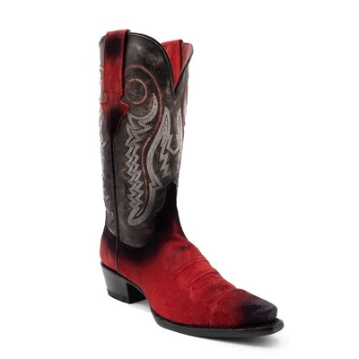 Botas de Vaquero Ferrini para Mujer Roughrider Punta en V Cuero Rojo Foto 1 de 4