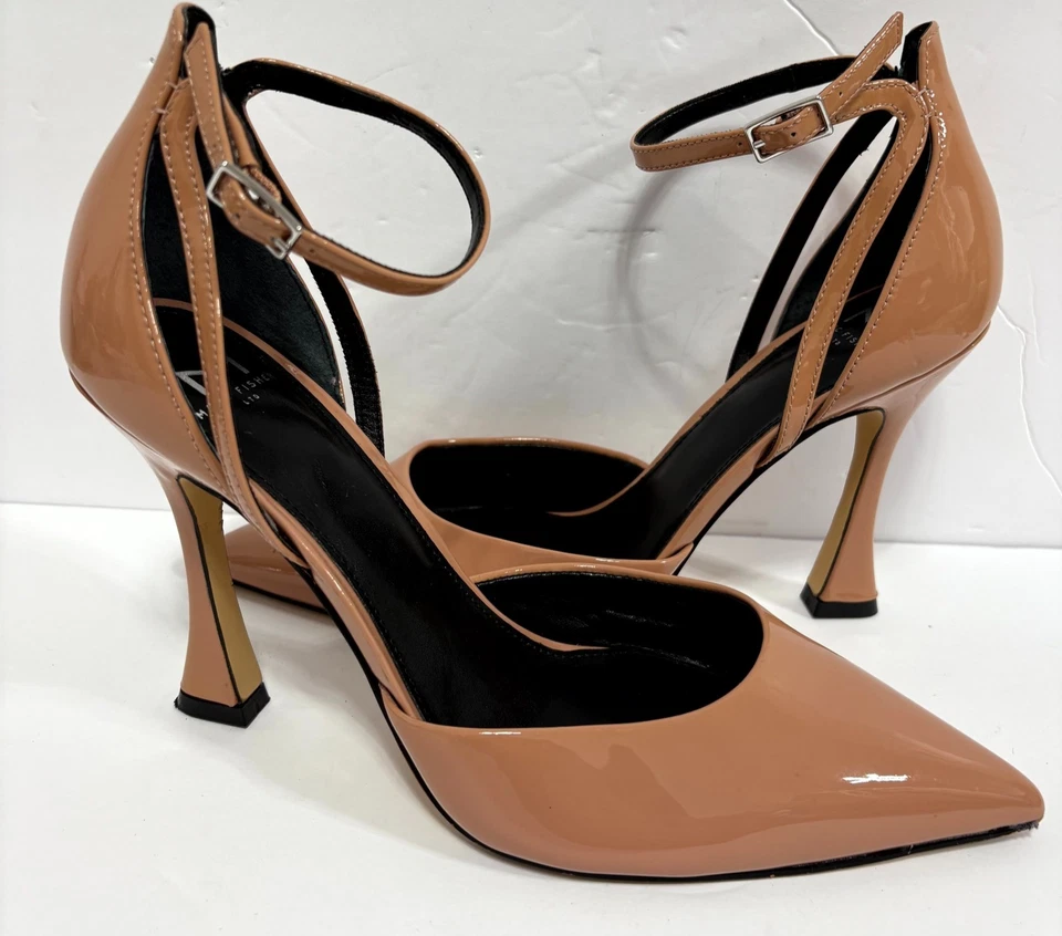 Zapatos de salón Marc Fisher Lynnie para mujer 8M beige charol correa al tobillo tacón de aguja Foto 1 de 4
