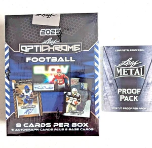 2025 LEAF OPTICHROME FOOTBALL SEALED HOBBY BOX - 6 Autos 2 Base + BONUS - Picture 1 of 1