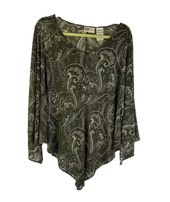 Vintage Y2K Womens 18 Paisley Poncho Shirt Fairy Boho Earthy - Image 1 of 4