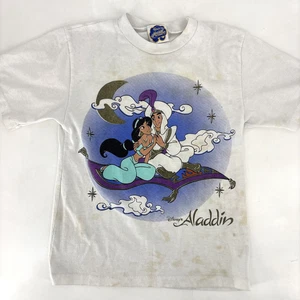 Camiseta Disney Aladdin & Jasmine Alfombra de Montar Vintage Años 90 Niños Grande MANCHADA - Imagen 1 de 19