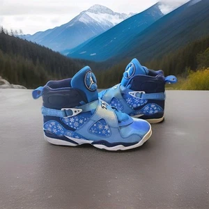 Nike Air Jordan 8 VIII Retro Snowflake Size 7Y Cobalt Blue White 305368-400 - Picture 1 of 6