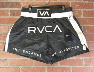 RVCA Muy Thai Shorts Satin Black White AVYWS00172 Mens Size XL New With Tags - Picture 1 of 17