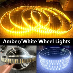 5Row 17.5'' Pure Amber White LED Wheel Rim Lights for Truck Strobe Switch+Remote - Foto 1 di 11