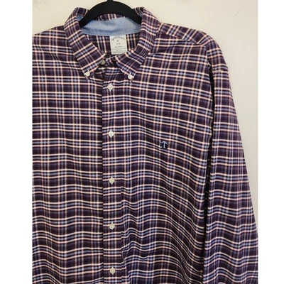 Camisa Brooks Brothers 1818 Regent a cuadros con botones XL algodón Supima sin hierro Foto 1 de 4
