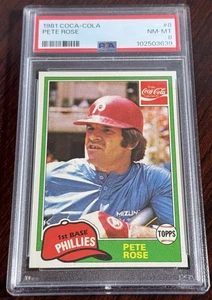 Coca-Cola #8 Pete Rose Phillies 1981 PSA 8 - Imagen 1 de 2
