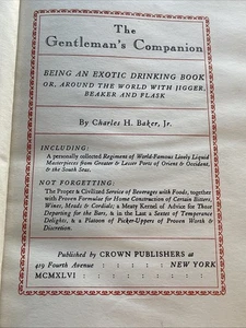 The Gentleman's Companion An Exotic Drinking Cocktails 1946 Charles Baker AS IS - Bild 1 von 16