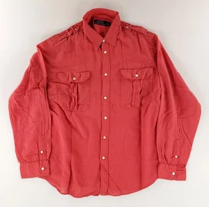 Polo Ralph Lauren transparentes Hemd mit Knopfleiste rot Schulterklappen Herren XL - Bild 1 von 6