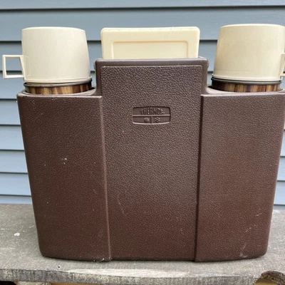 TERMO DOBLE MARCA VINTAGE TERMO con CAJA DE ALMACENAMIENTO BOLSO DE PICNIC BONITO Foto 1 de 4