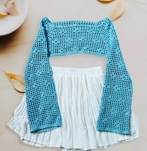 Clover Crochet Cropped Shrug, color printing, Step-by-step instruction, Any Size - Picture 1 of 11
