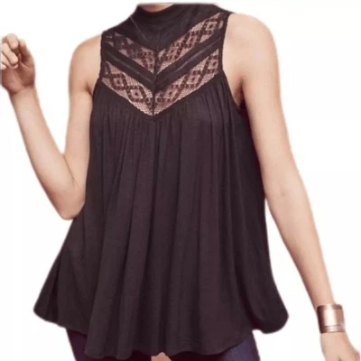 Anthropologie Deletta 蕾丝上衣,黑色,尺寸 XS,二手状况完好,女性黑暗仙女 — 第 1/4 张图片