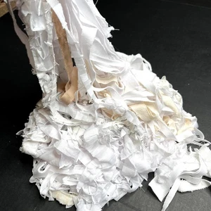 1/2# Lb Fabric Bundle Lot White Ruffle Fringe Mummy Halloween Cosplay Costume - Picture 1 of 5