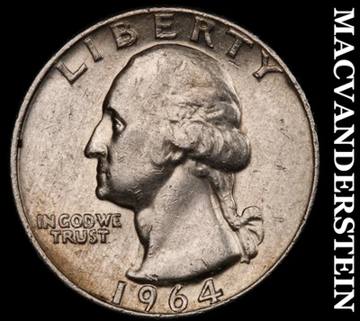 1964-D Silver Washington Quarter - Scarce  Better Date  No Reserve  #F8190 - Image 1 of 2