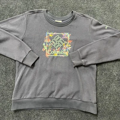 Columbia Sudadera Mujer Mediana Gris Floral Logo Polar Cuello Redondo Pullover Foto 1 de 4