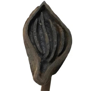 Japanese Cast Iron Yaki-In Branding Stamp Vtg Wood Craft Sweets Lotus Bud T137 - Picture 1 of 8
