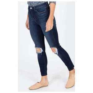 Pantalones de mezclilla ajustados desgastados lavado oscuro lavado medio talla 26 de L’Agence para mujer - Imagen 1 de 12