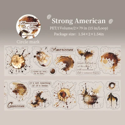 Coffee Stains PET Tape Watercolor Stickers Journal Album Card Scrapbook Collage - Image 1 of 4