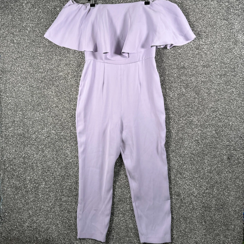 Mint Velvet Jumpsuit Womens UK 10 Purple Straight Cropped Leg Zip Back Party - Image 1 of 4