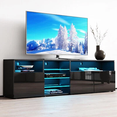 Suporte de TV moderno brilhante unidade de entretenimento LED console mesa de mídia para TV de 65" 70" - Imagem 1 de 4