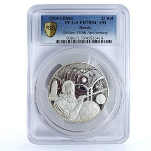Russia 25 rubles 450 Years Galileo Galilei Astronomy PR70 PCGS silver coin 2014 - Picture 1 of 3